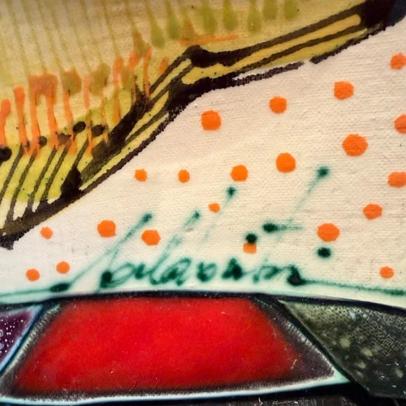 Hand Painted Ceramic Fruit Art Plate by artist Saldaitis.